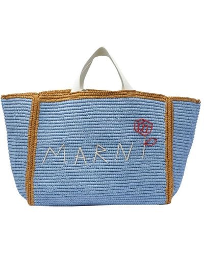 Marni Logo-detailed Tote Bag - Blue