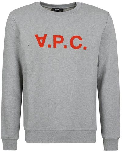 A.P.C. Logo Printed Crewneck Sweatshirt - Grey