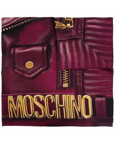 Moschino Silk Scarf, - Purple