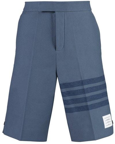 Thom Browne 4-bar Stripe Detailed Shorts - Blue