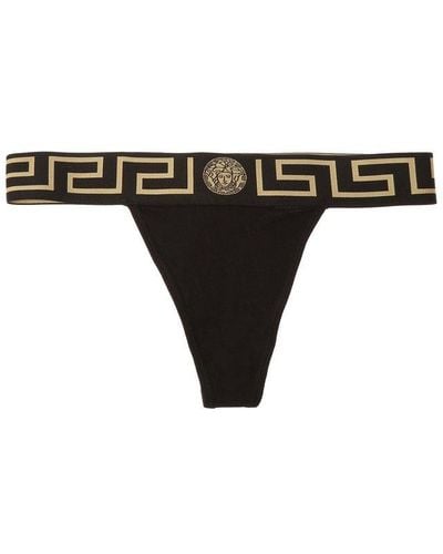 Versace Greca Border Thong - Black