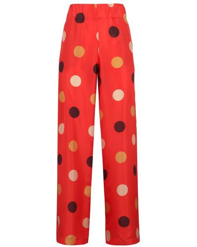 Aspesi Polka Dot Printed Elastic-waistband Pants - Red