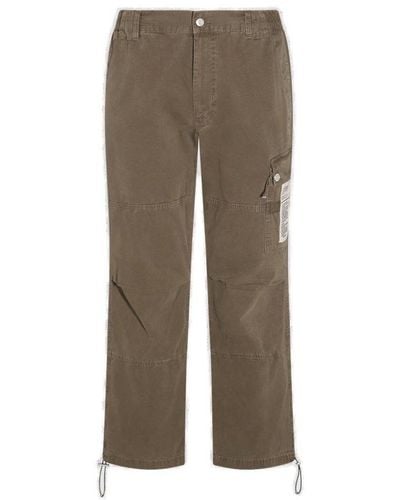 Moschino Olive Cotton Wide Leg Pants - Brown