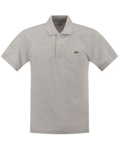 Lacoste Logo-embroidered Short-sleeved Polo Shirt - Gray