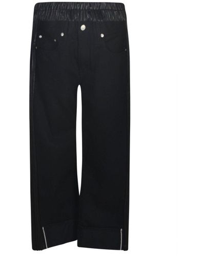 Junya Watanabe Logo Patch Panelled Cropped Jeans - Blue