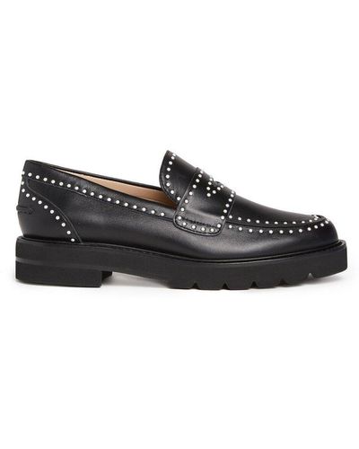 Stuart Weitzman , Parker Lift Mini Pearl Loafer, Flats And Loafers, - Black