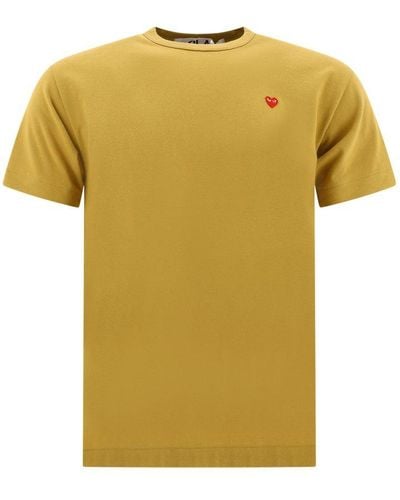 COMME DES GARÇONS PLAY Heart Embroidered Crewneck T-shirt - Yellow