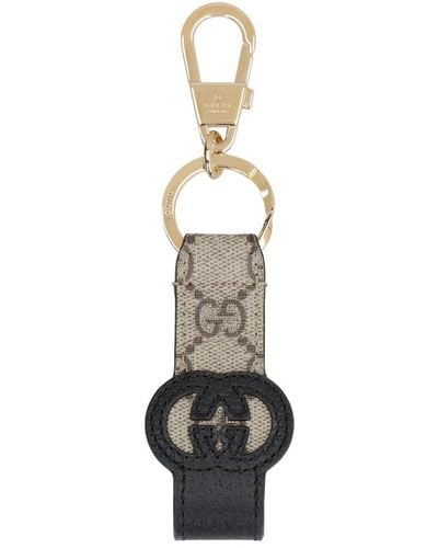 Gucci Fabric Key Ring With Logo - White