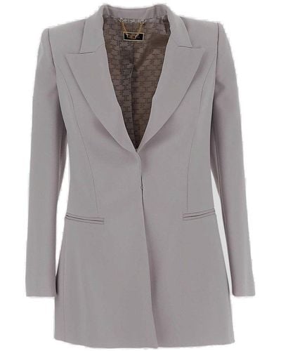 Elisabetta Franchi Logo Plaque Peak Lapels Suit - Grey
