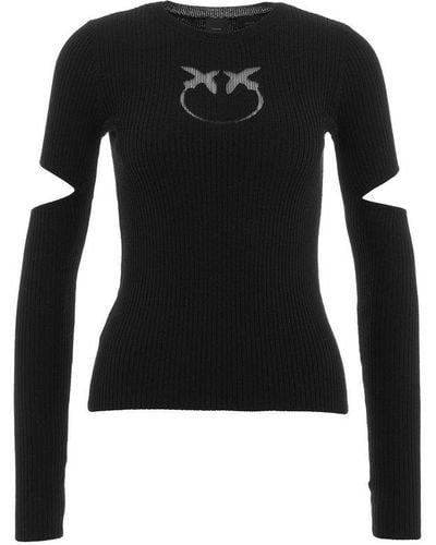 Pinko Cut Out Detailed Ribbed Sweater - Black