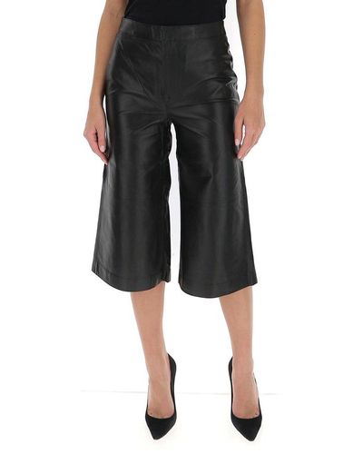 FRAME Leather Wide-leg Culottes - Black
