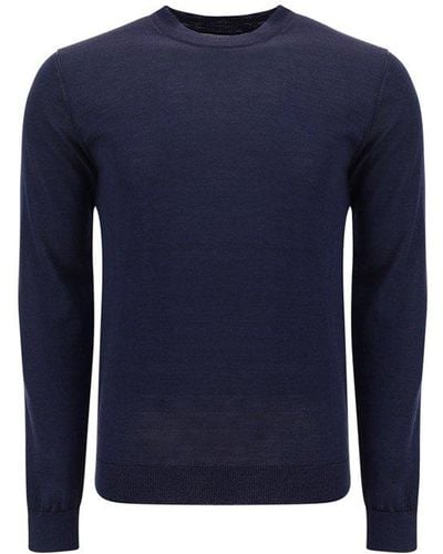 Woolrich Long Sleeved Crewneck Knitted Sweater - Blue
