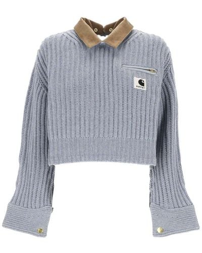 Sacai X Carhartt Wip Knit Pullover - Blue