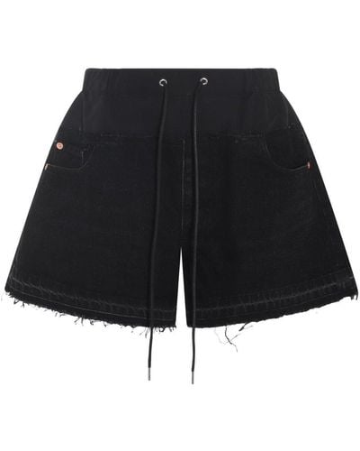 Sacai Drawstring Raw Cut Shorts - Black