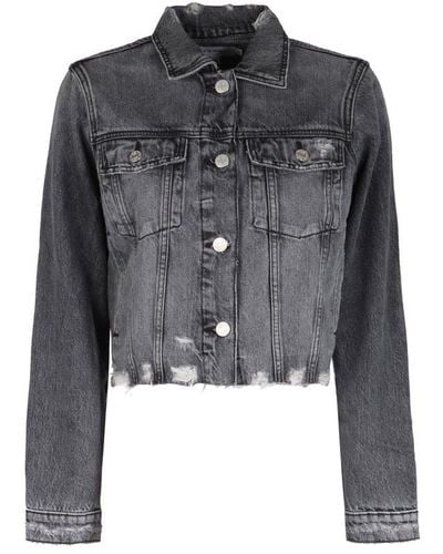 FRAME Vintage Distressed Button-up Denim Jacket - Black