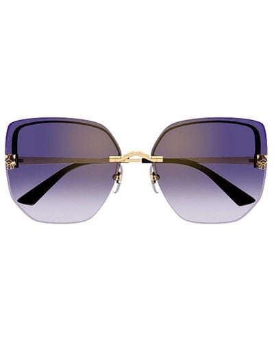 Cartier Rectangle Frame Sunglasses - Purple