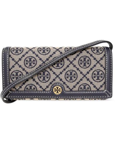Tory Burch ‘T Monogram’ Strapped Wallet - Gray