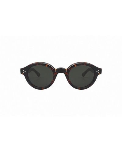 Lesca Corbs Round Frame Sunglasses - Black