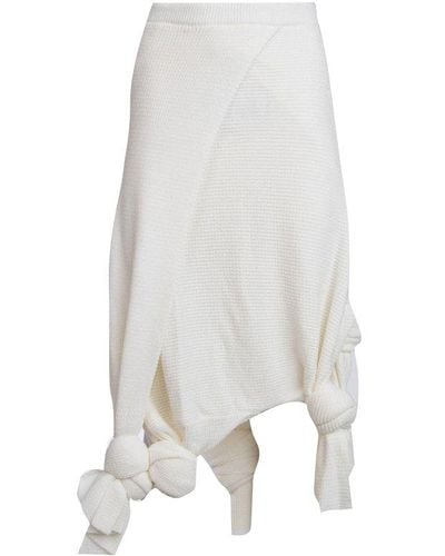 Loewe Knot Knit Midi Skirt - White