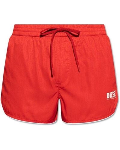 DIESEL Bmbx-oscar Monogrammed Drawstring Swim Shorts - Red