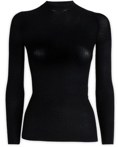 Balenciaga High Neck Knitted Top - Black