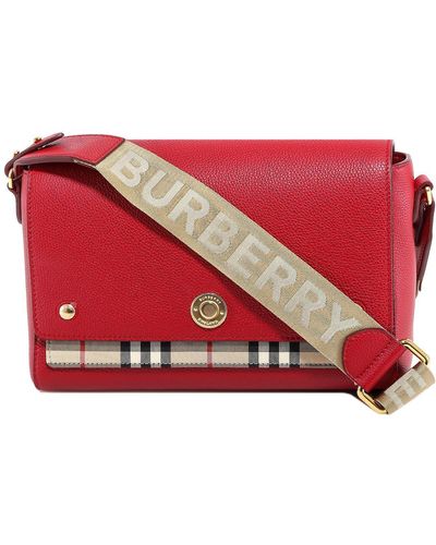Burberry Vintage Check Note Crossbody Bag - Red