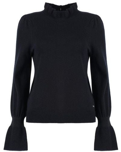 BOSS Ribbed Cashmere And Wool Jumper - Blue