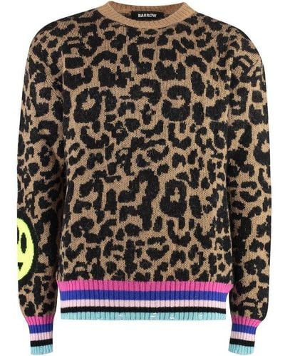 Barrow Leopard Motif Knitted Jumper - Black