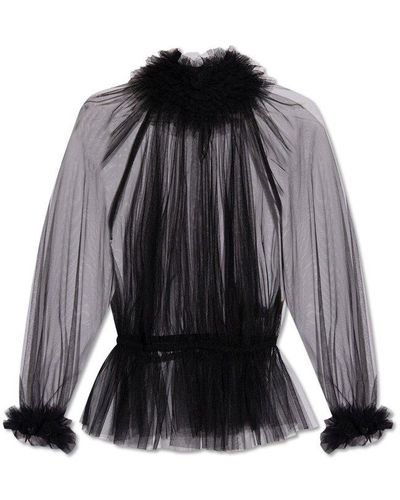 Dolce & Gabbana Semi-sheer Ruffled Blouse - Black