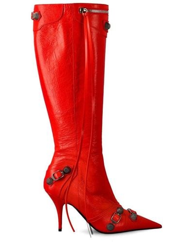 Balenciaga Cagole Pointed-toe Boots - Red