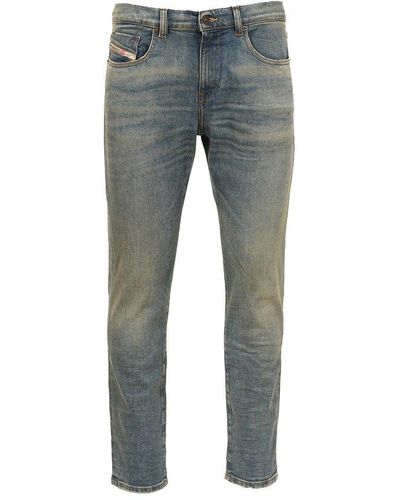 DIESEL 2019 D-strukt Mid-rise Distressed Slim-fit Jeans - Blue