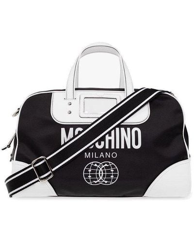 Moschino X Smiley Logo Printed Zipped Holdall - Black
