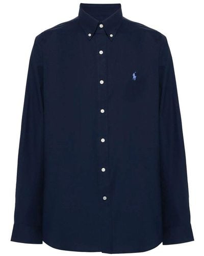 Polo Ralph Lauren Pony Embroidered Curved Hem Shirt - Blue