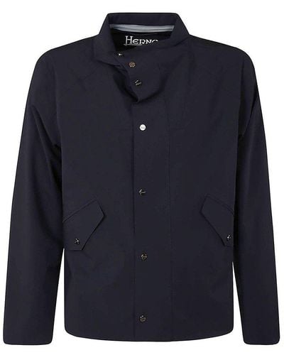 Herno Buttoned High-neck Coat - Blue