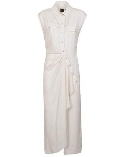 Pinko Sleeveless Draped Midi Dress - White