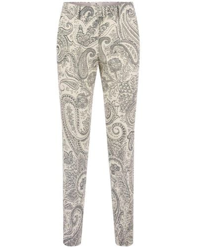 Etro Viscose And Wool Trousers With Paisley Print - Grey