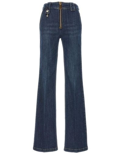 Elisabetta Franchi Mid-rise Zipped Boot-cut Jeans - Blue