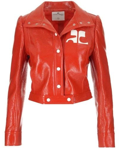 Courreges Reedition Logo Patch Buttoned Jacket - Red