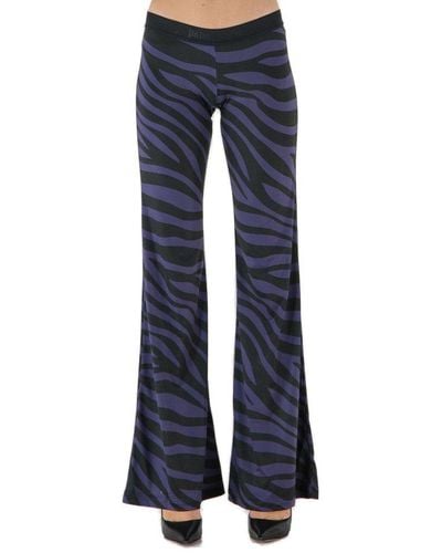 Palm Angels Zebra Printed Flared Trousers - Blue