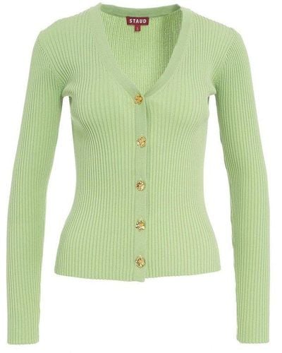 STAUD V-neck Knitted Cardigan - Green