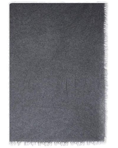 Mirror In The Sky Open Knit Fringed-edge Scarf - Gray