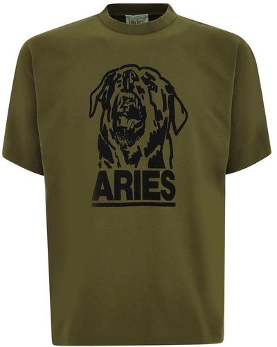 Aries Logo Printed Crewneck T-shirt - Green