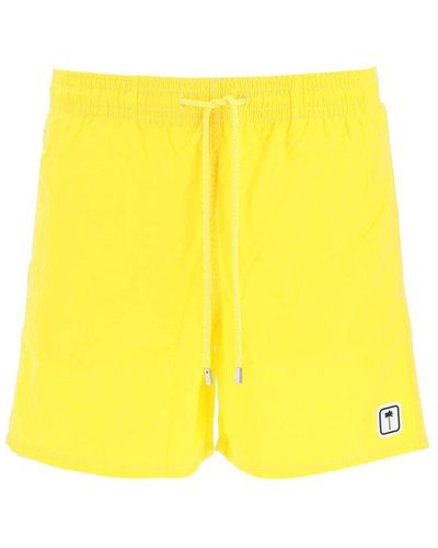 Palm Angels Monogram Swim Shorts - Yellow