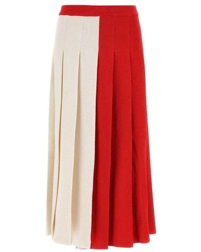 Gucci Colorblock Wool Midi Skirt - Red