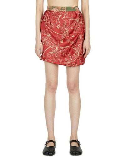 Vivienne Westwood Floral Printed Asymmetric Draped Mini Skirt - Red