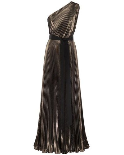 Max Mara Franz Silk Lamé One Shoulder Dress - Black