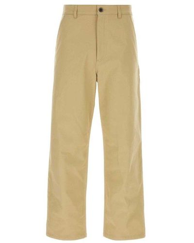 Valentino Button Detailed Straight Leg Trousers - Natural