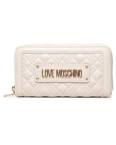 Love Moschino Quilted Zip Around Wallet - Natural