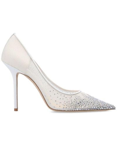 Jimmy Choo Love 100mm Pointed Toe Court Shoes - White