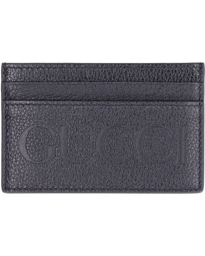 Gucci Card Slot Logo Debossed Card Holder - Black